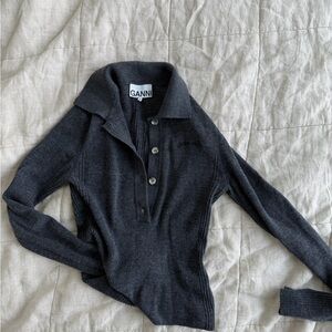 Ganni Knitted Polo Shirt